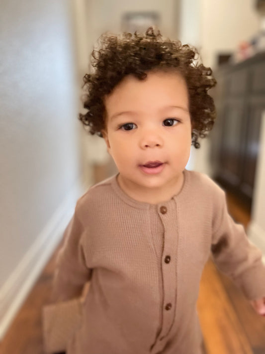 Waffle Romper-chestnut