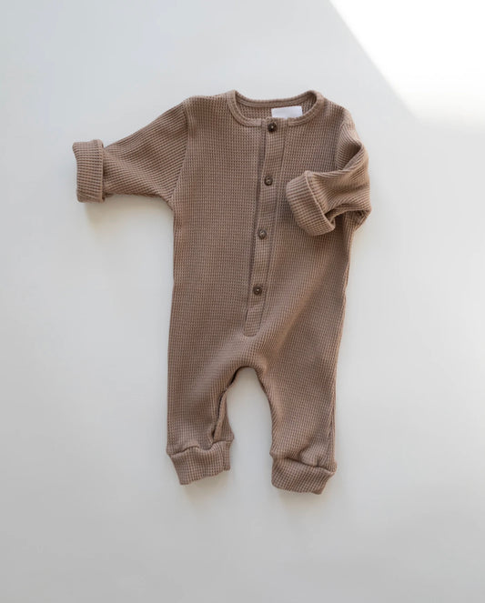 Waffle Romper-chestnut