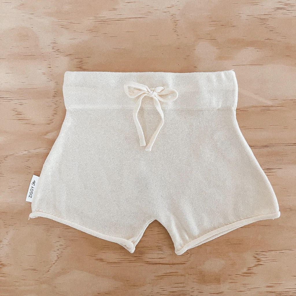 Knitted Shorts-Cream