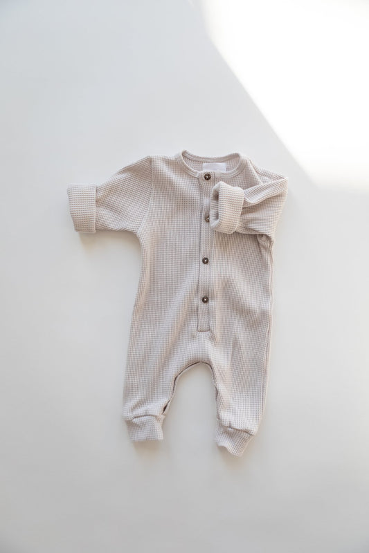 Waffle Romper- oatmeal
