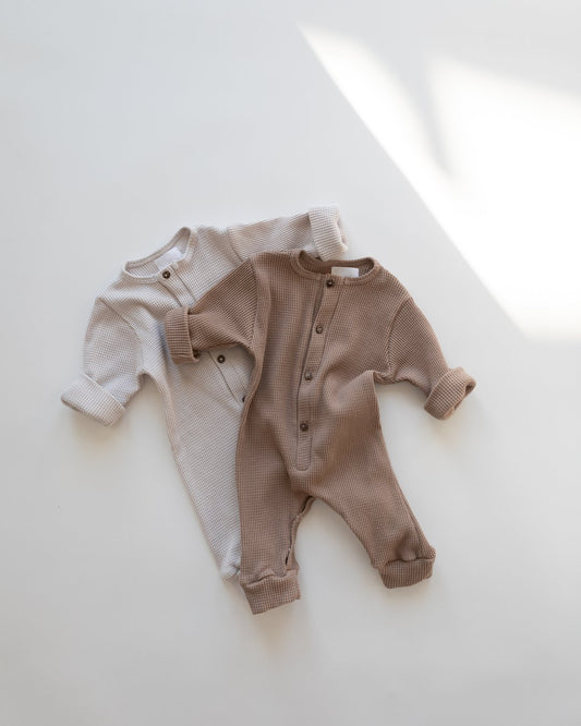 Waffle Romper- oatmeal